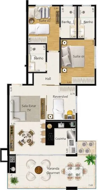 Apartamento Kanoah - 3 Quartos - 10º Andar - Vista Eterna para a Represa - foto 5